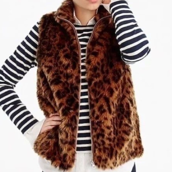 J. Crew Jackets & Blazers - J. Crew Animal Print Faux Fur Vest